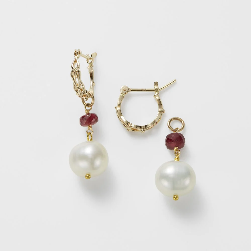 K10 Pearl X Ruby Earring Set - Image 3