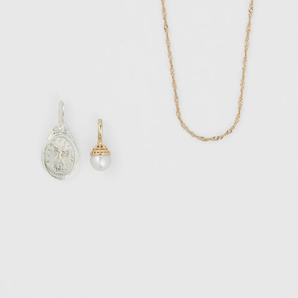 K10/Silver Charm Set Necklace - Image 6