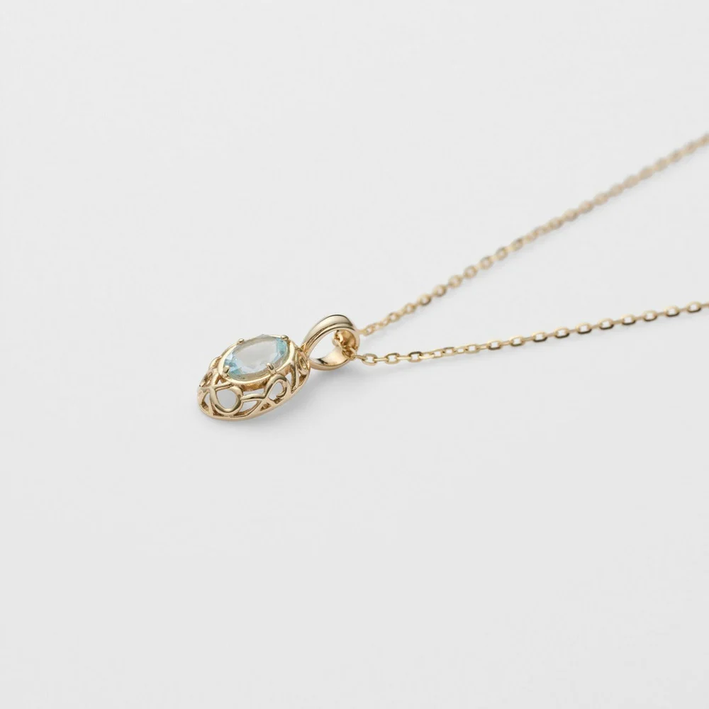 <March Birthstone> K10 Aquamarine Necklace - Image 6