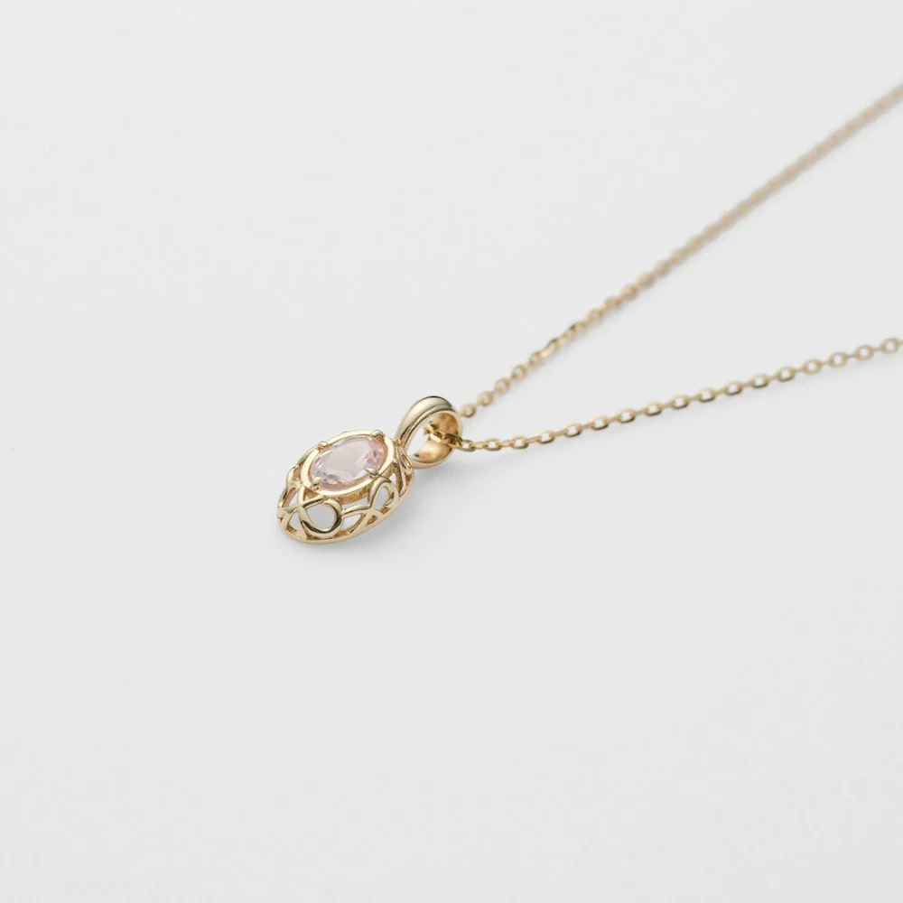<April Birthstone> K10 Morganite Necklace - Image 6