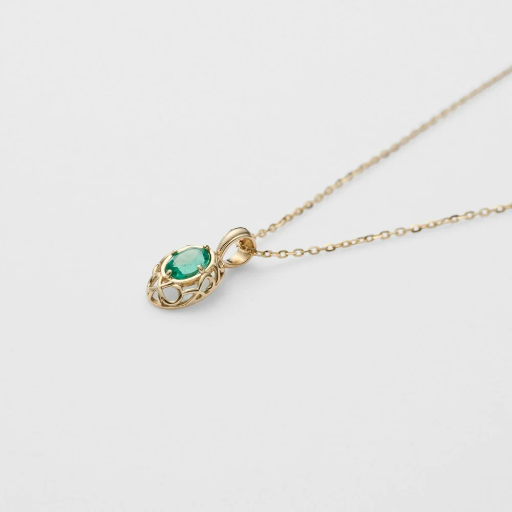 <May Birthstone> K10 Emerald Necklace - Image 6