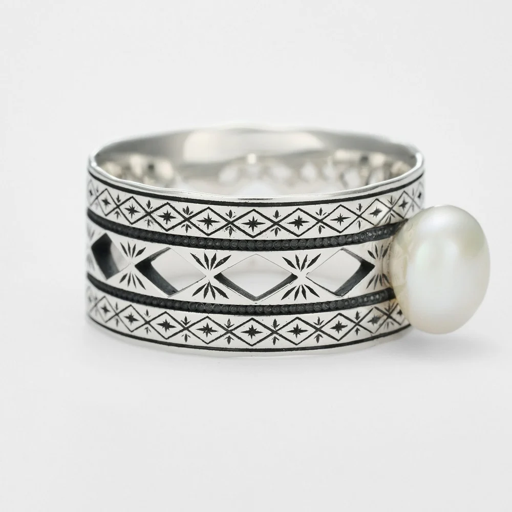 <June Birthstone> Silver Pearl Ring - Image 2
