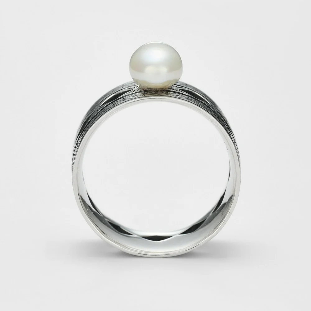 <June Birthstone> Silver Pearl Ring - Image 4