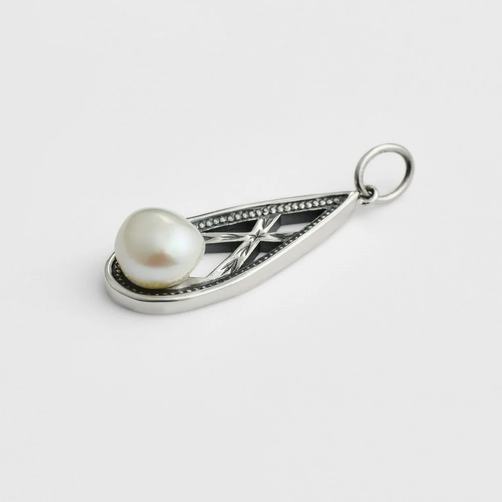 <June Birthstone> Silver Pearl Charm - Image 4