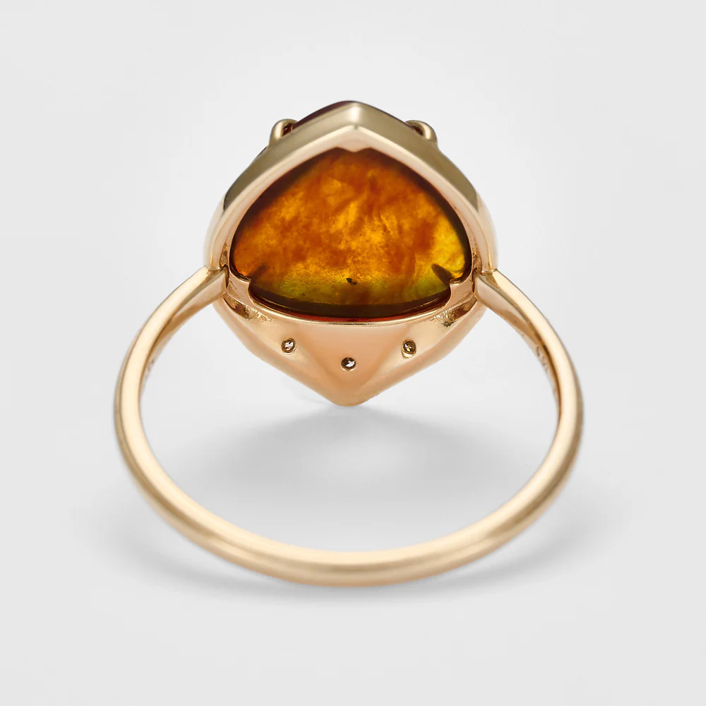 K10 Amber/Diamond Ring - Image 3