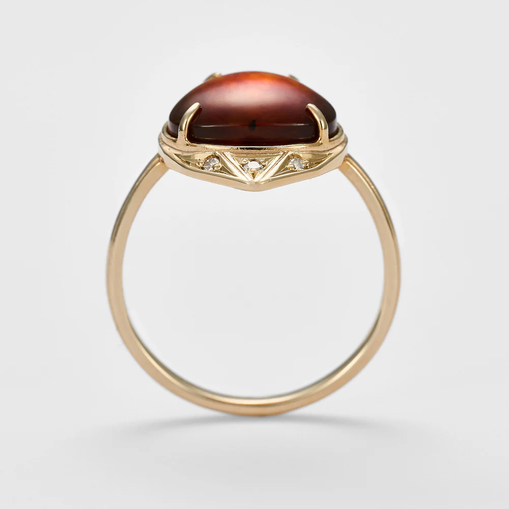 K10 Amber/Diamond Ring - Image 4