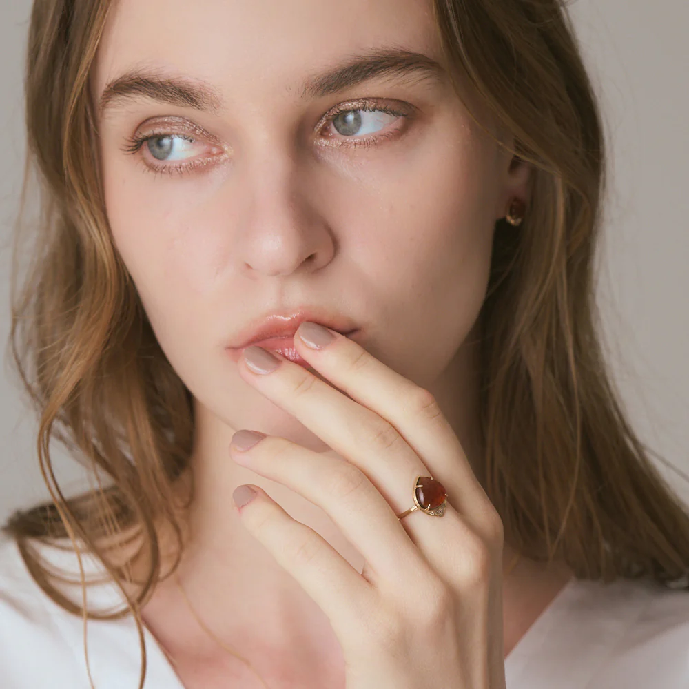 K10 Amber/Diamond Ring - Image 5