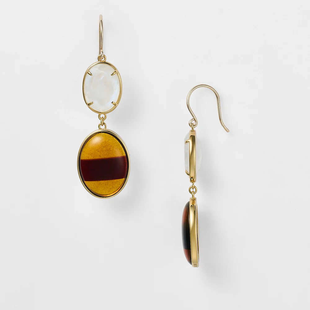 Gold Labradorite/Amber Earrings - Image 2