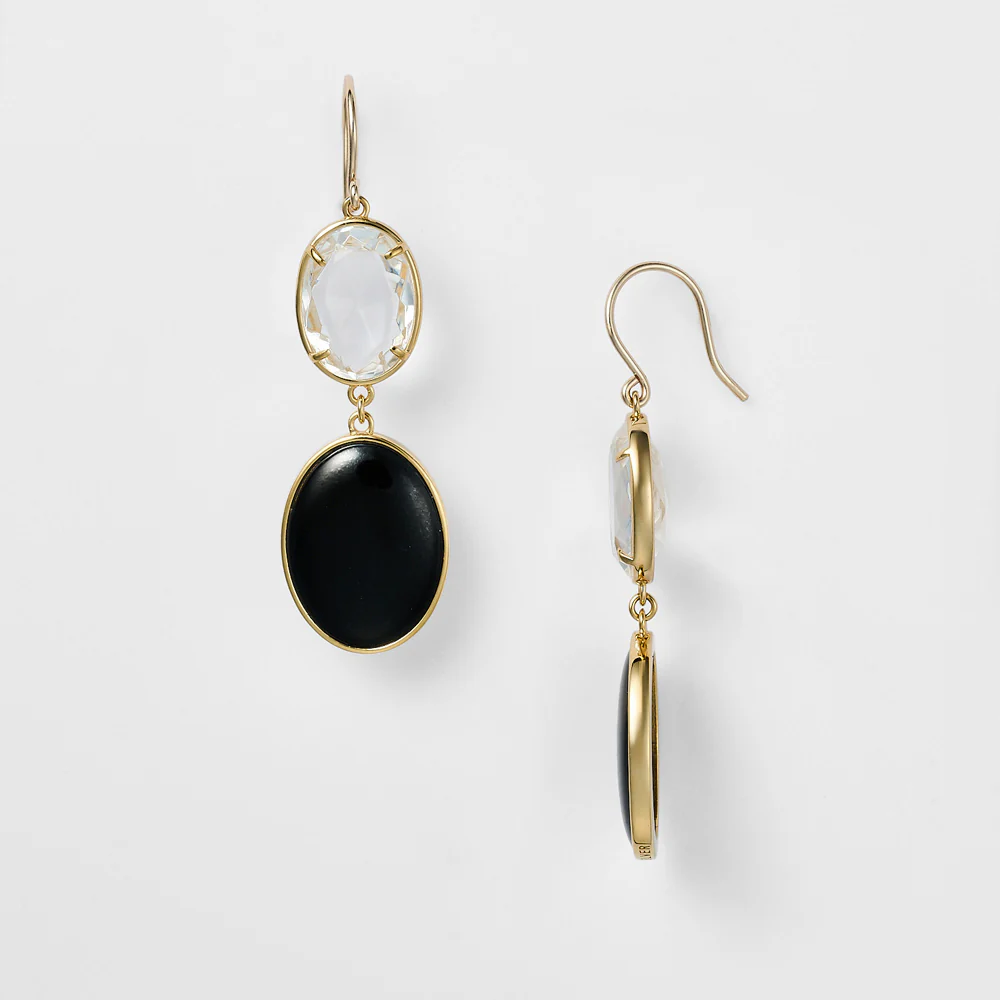 Gold Quartz/Jet Earrings - Image 2