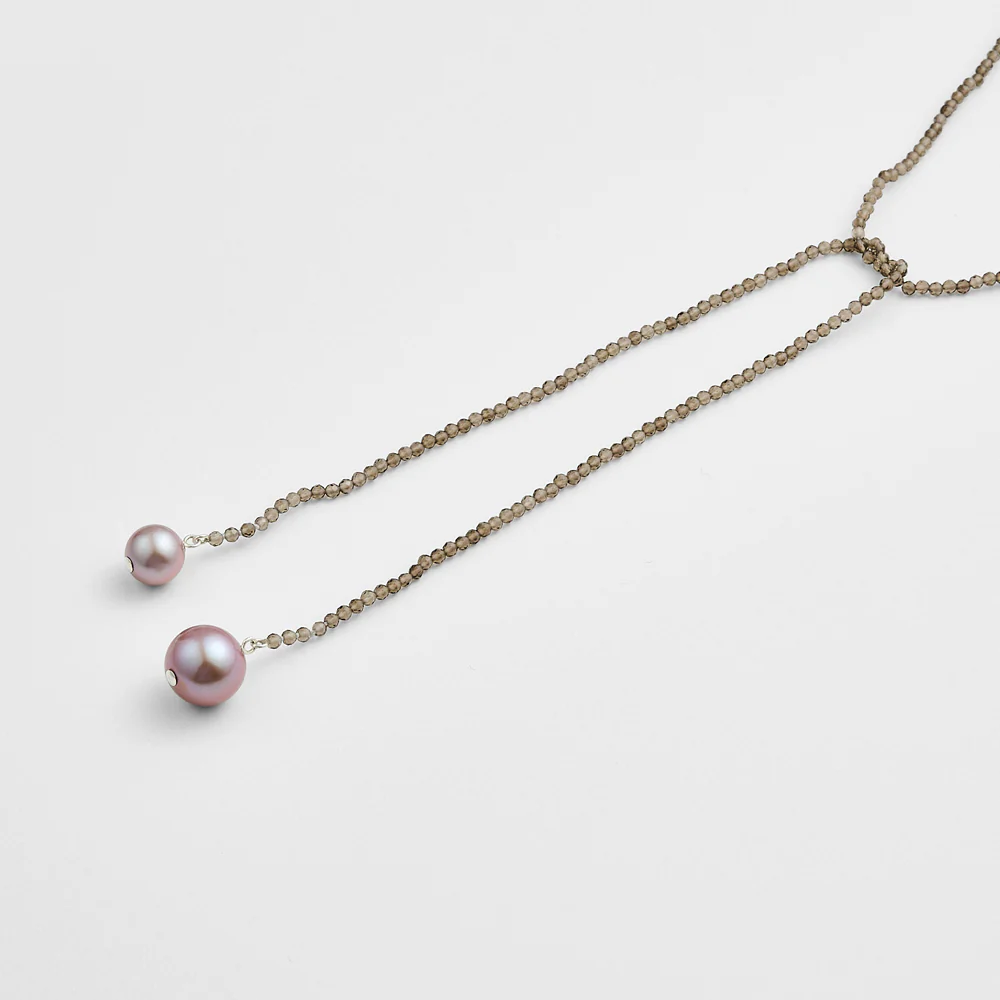 Silver Smoky Quartz/Freshwater Pearl Necklace - Image 3