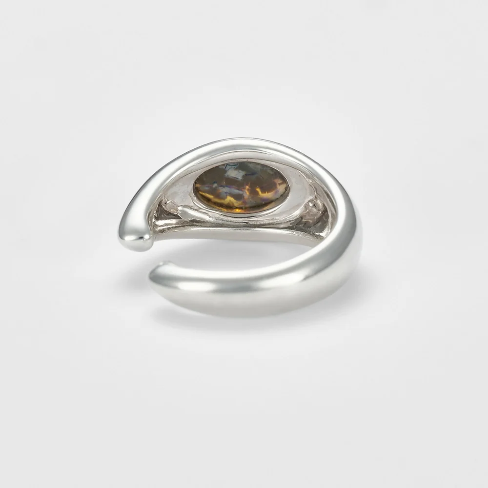 Silver/K10 Dark Opal Ear Cuff (Single) - Image 3