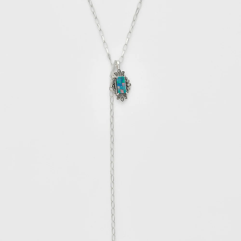 Silver Mosaic Opal/Pyrite Charm - Image 3