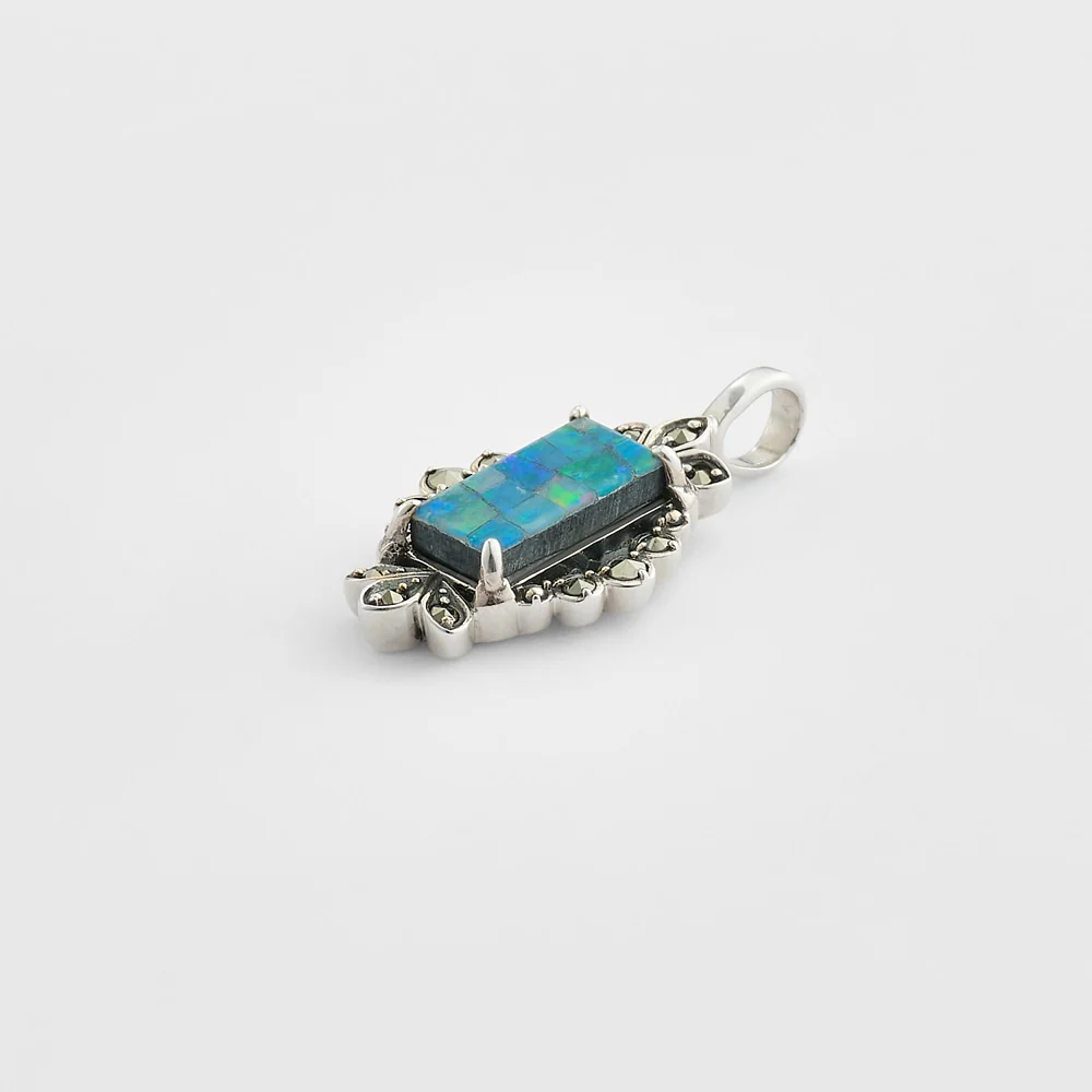 Silver Mosaic Opal/Pyrite Charm - Image 4