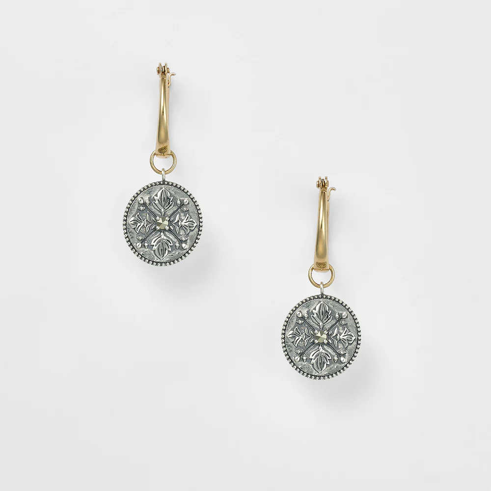 Silver Pyrite Earring Charms - Image 3