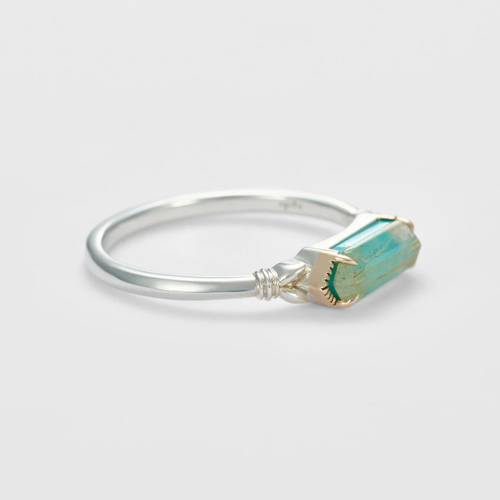 Silver/K10 Quartz Turquoise Ring - Image 2