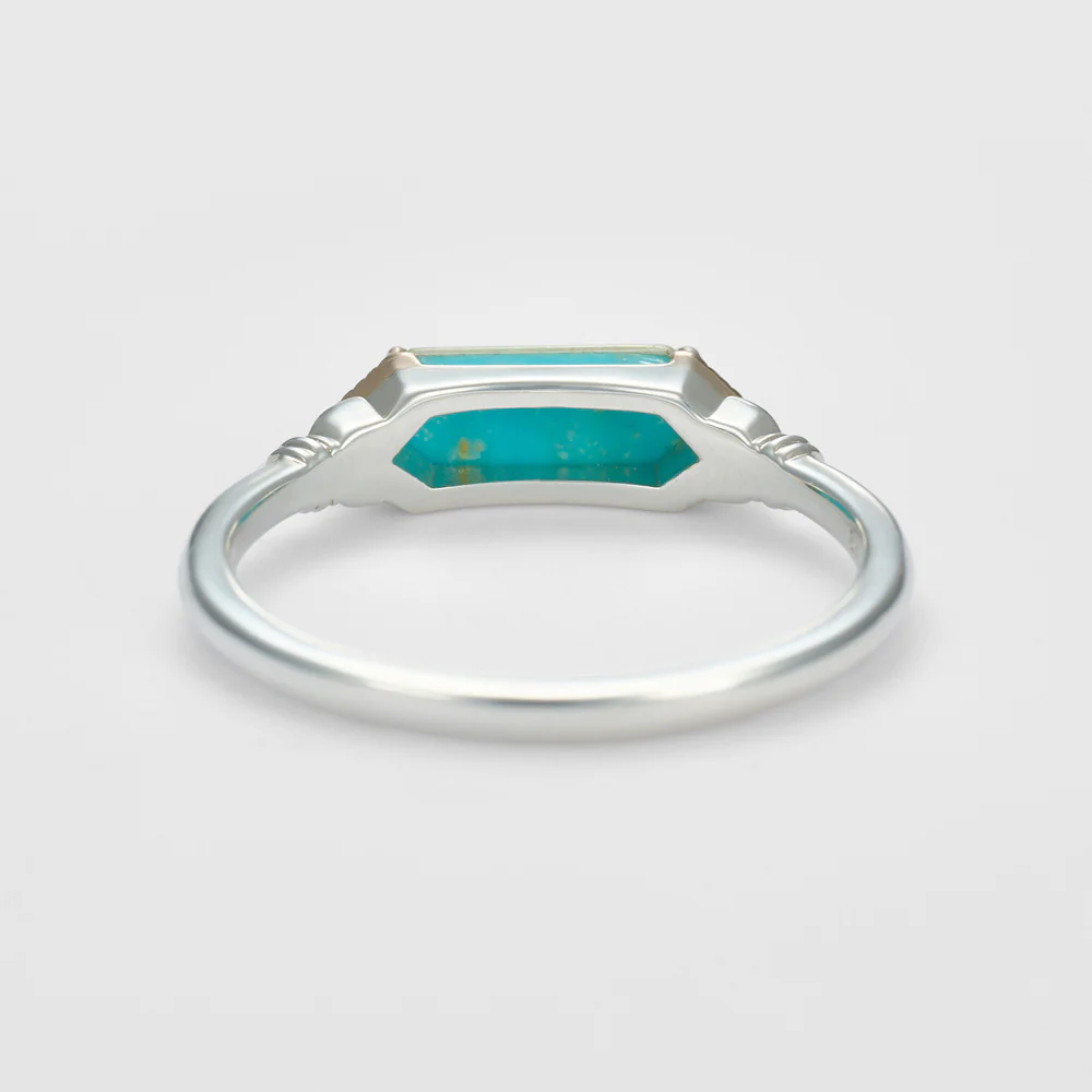 Silver/K10 Quartz Turquoise Ring - Image 3