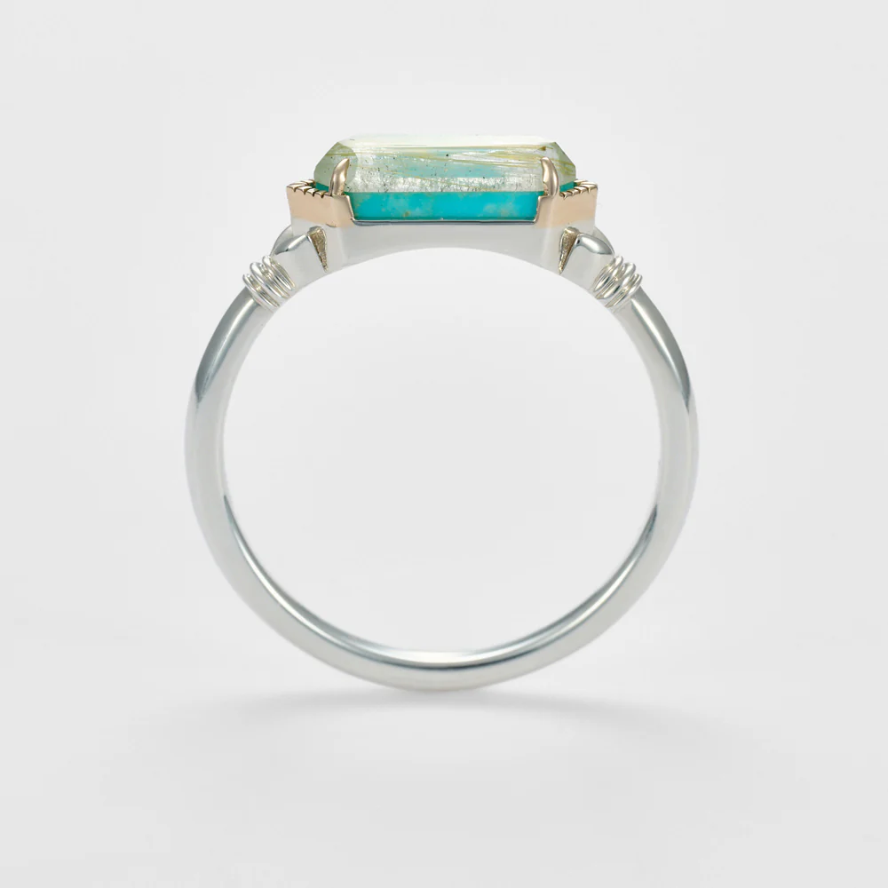 Silver/K10 Quartz Turquoise Ring - Image 4