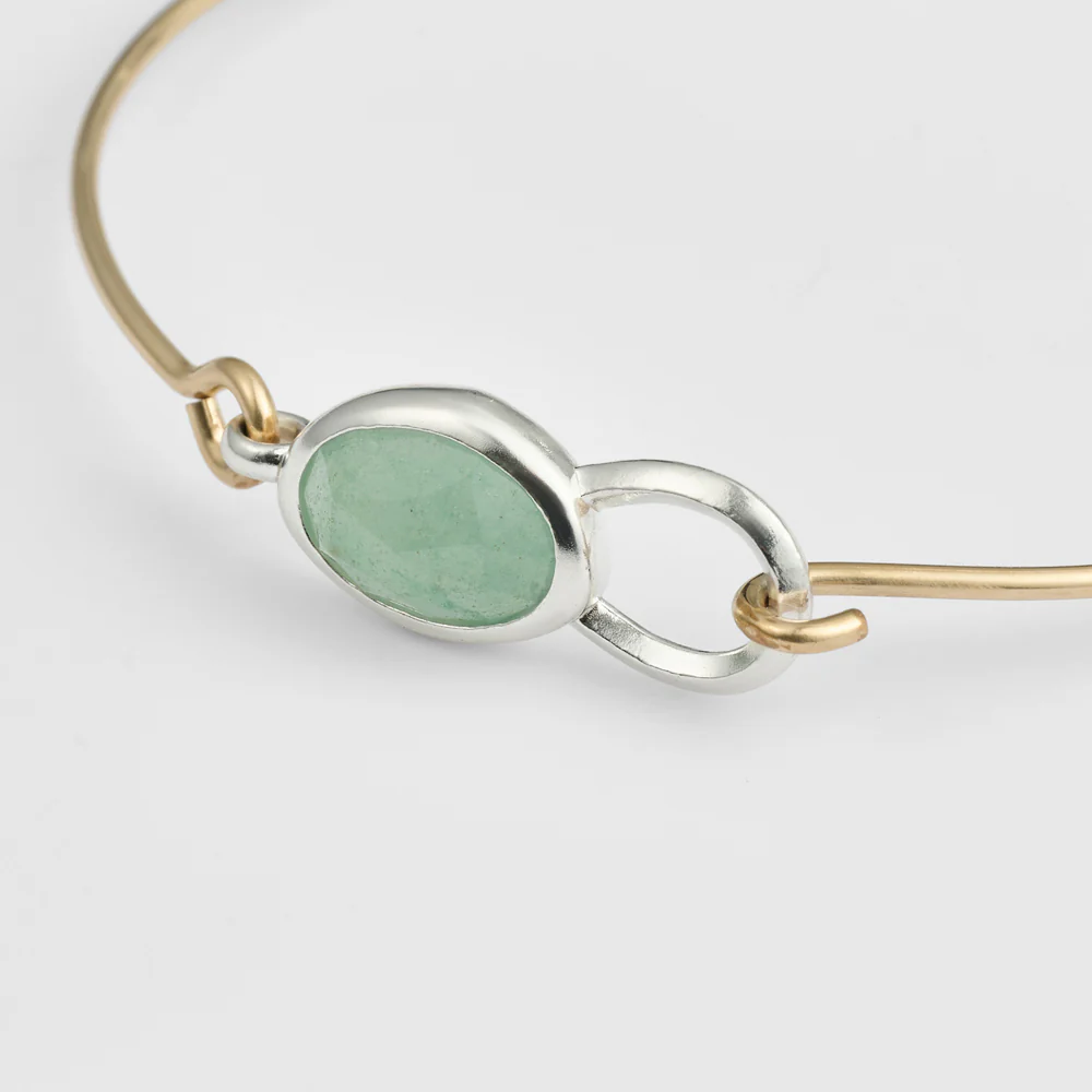 Silver/K14Gf Aventurine Bangle - Image 2