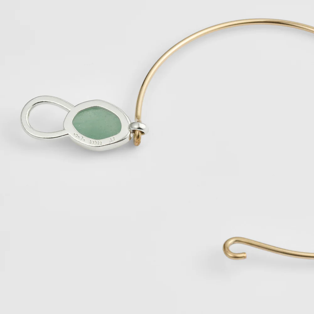 Silver/K14Gf Aventurine Bangle - Image 3