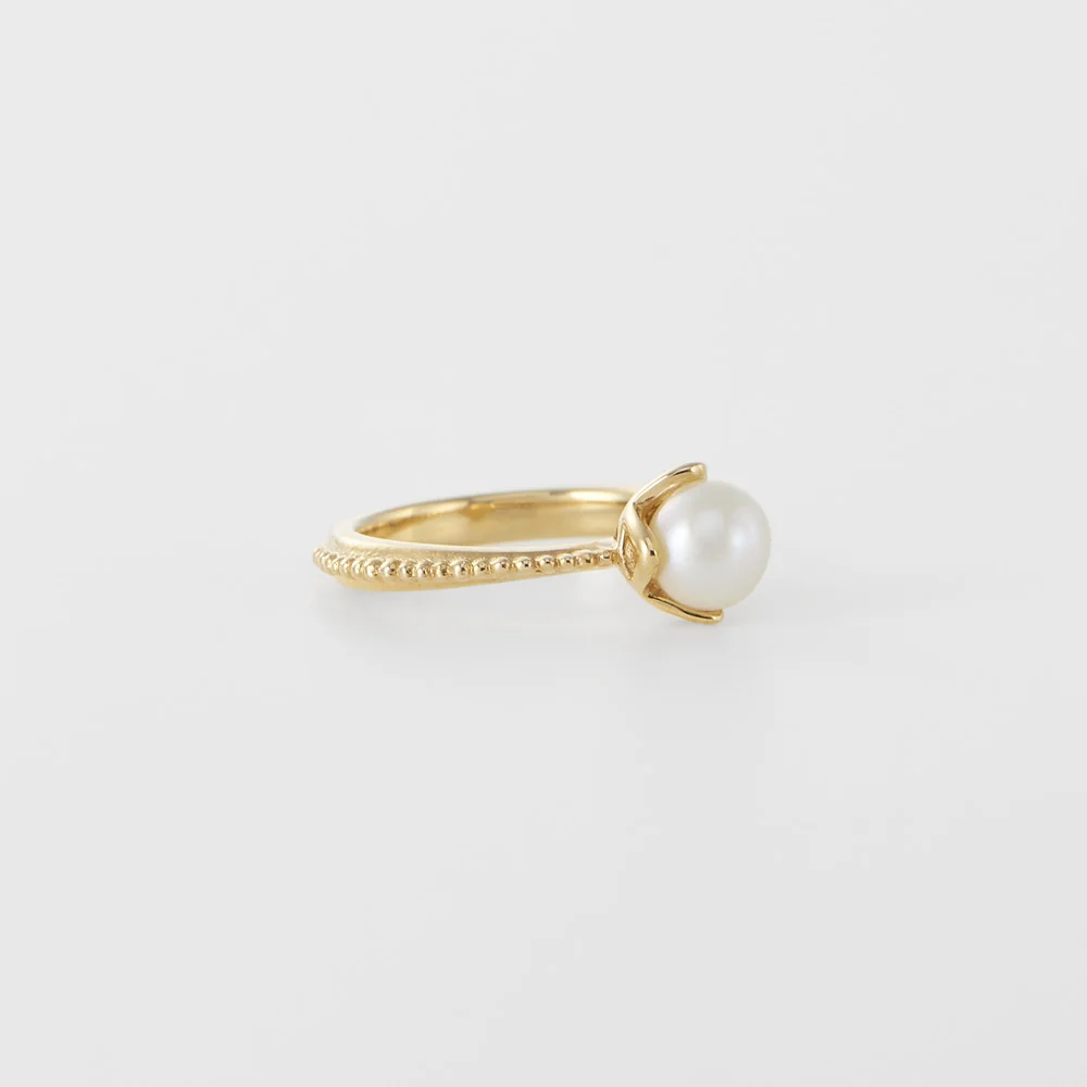 <June Birthstone> K10 Pearl Baby Ring - Image 2