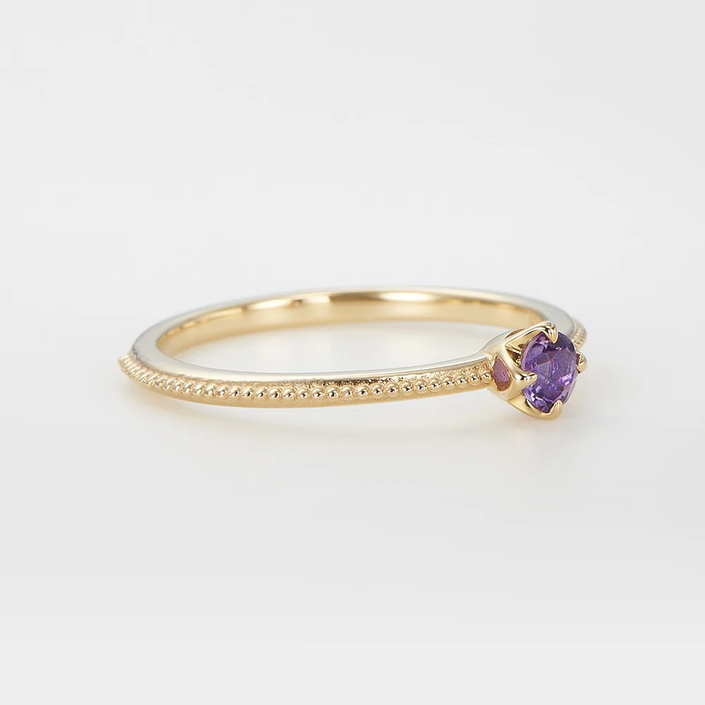 <February Birthstone> K10 Amethyst Pinky Ring (Mother) - Image 2