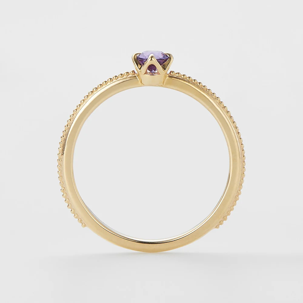<February Birthstone> K10 Amethyst Pinky Ring (Mother) - Image 4