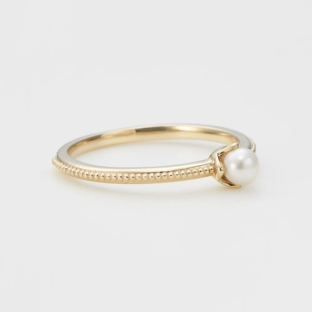 <June Birthstone> K10 Pearl Pinky Ring (Mother) - Image 2