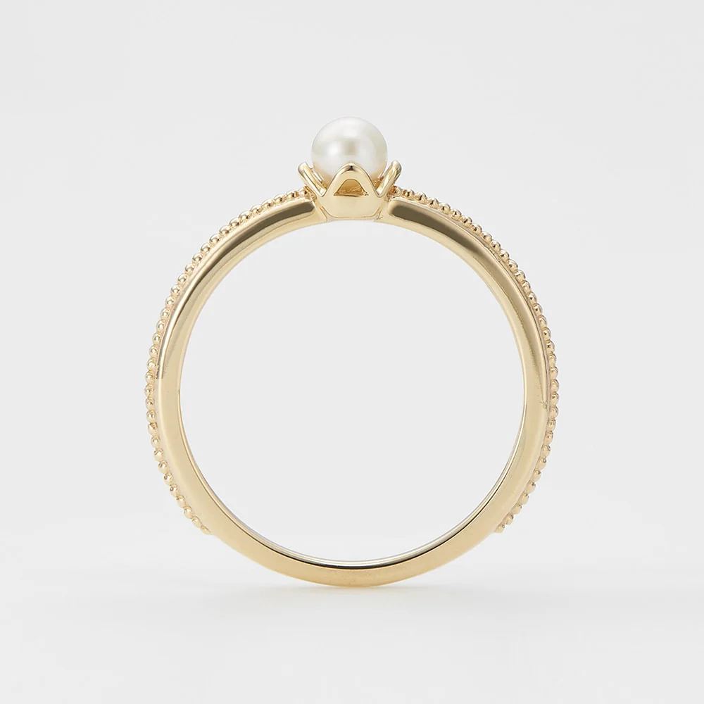 <June Birthstone> K10 Pearl Pinky Ring (Mother) - Image 4