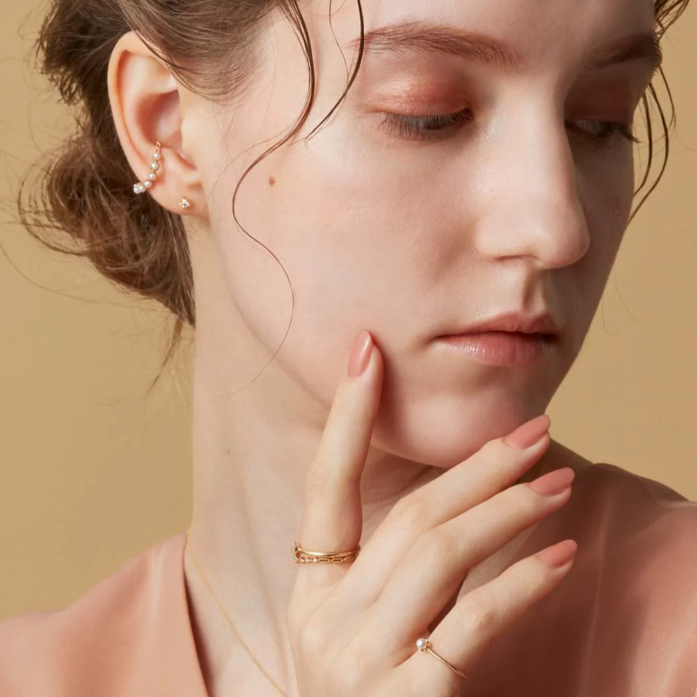 <June Birthstone> K10 Pearl Pinky Ring (Mother) - Image 5