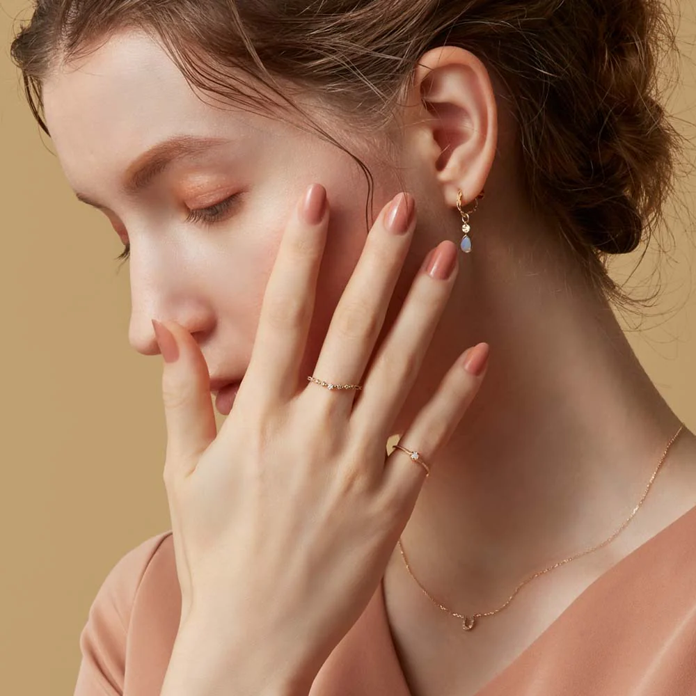 <October Birthstone> K10 Opal Pinky Ring (Mother) - Image 5