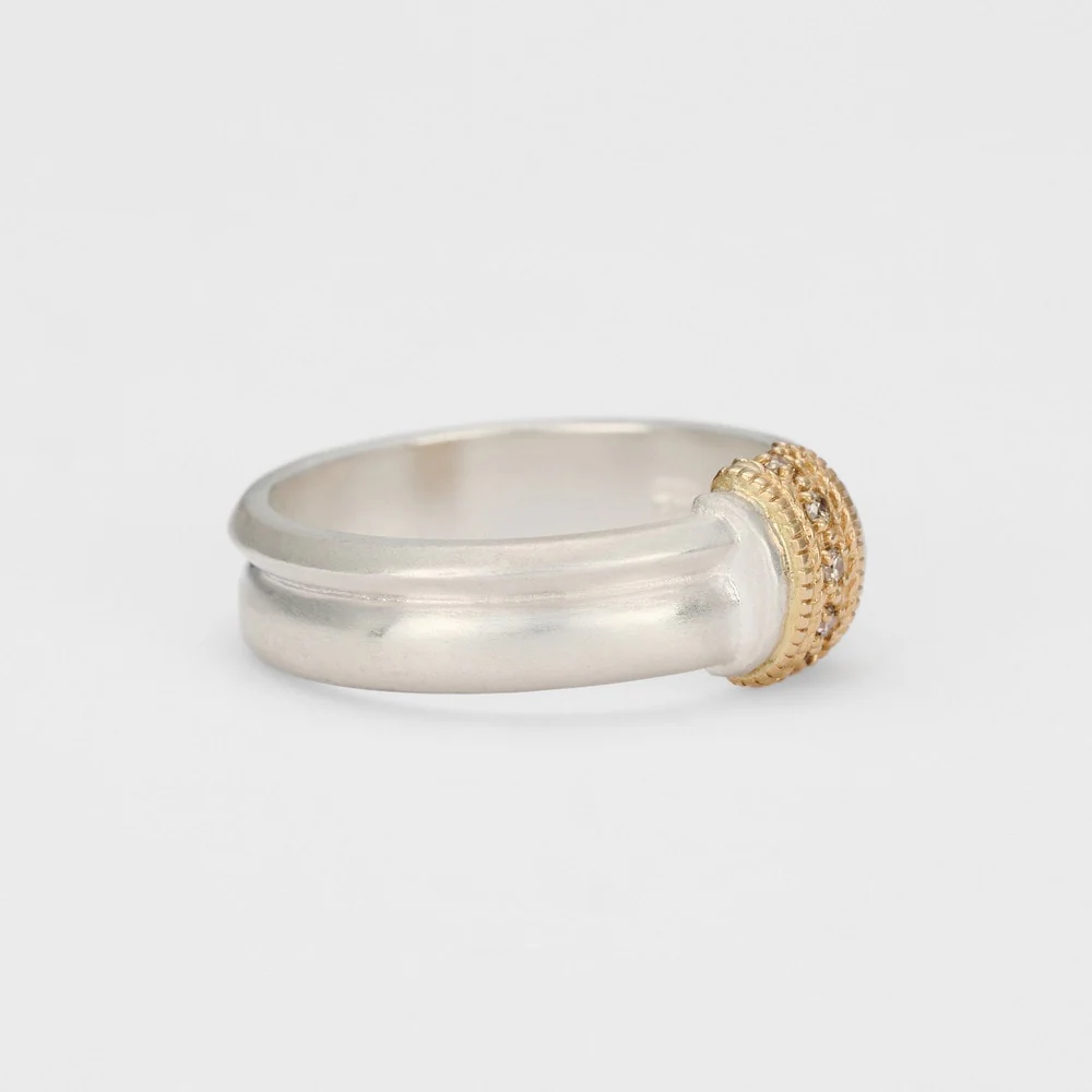 Silver/K10 Diamond Ring (S) - Image 3