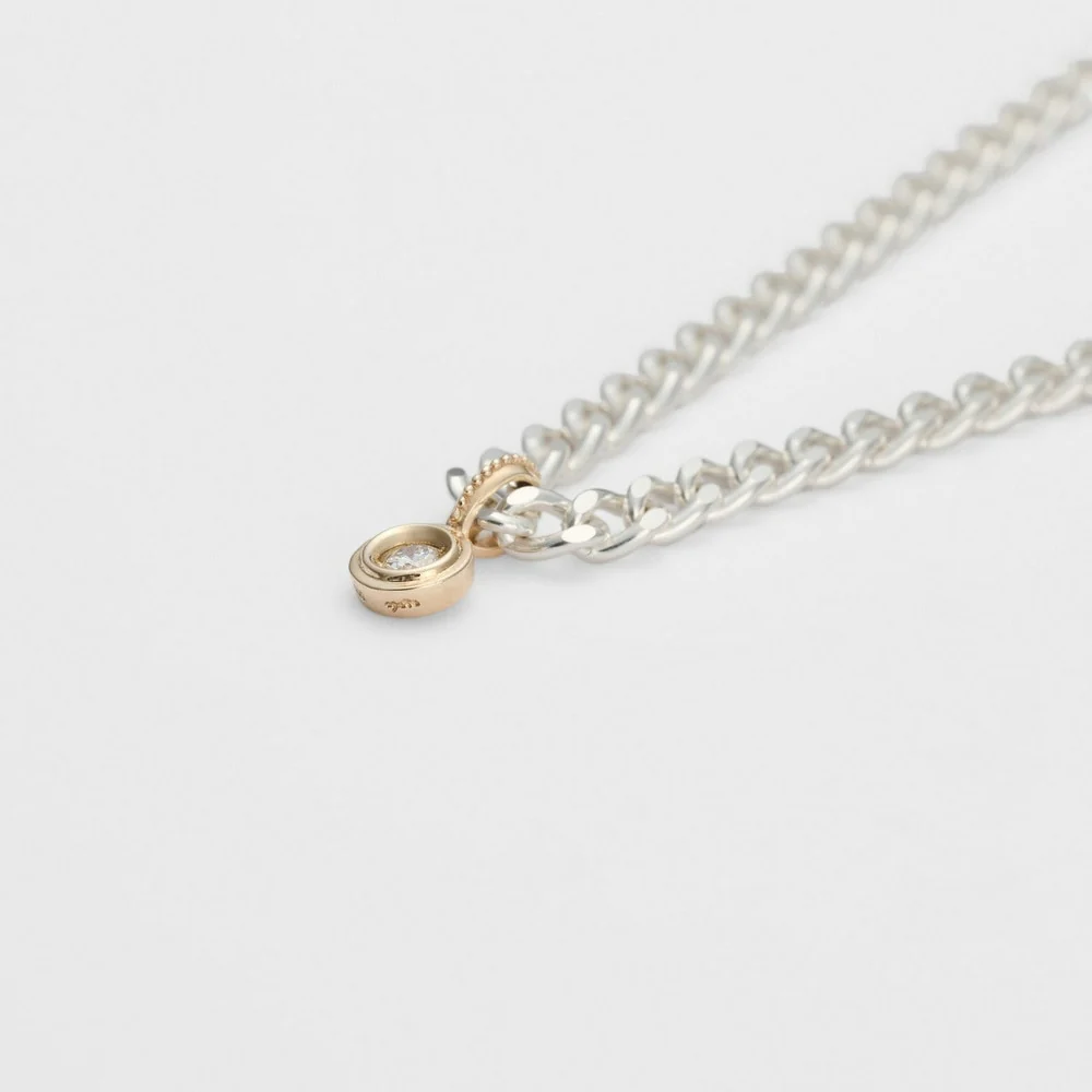 Silver/K10 Diamond Necklace - Image 3