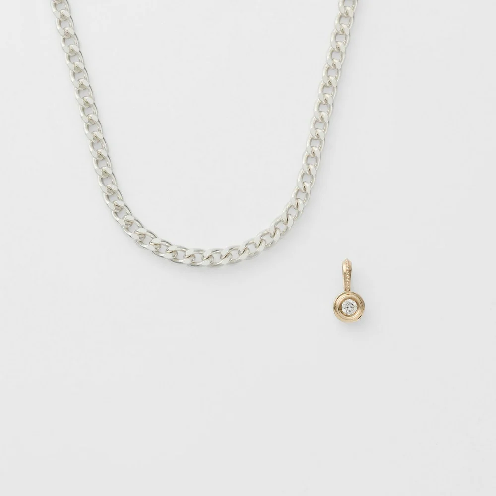 Silver/K10 Diamond Necklace - Image 6